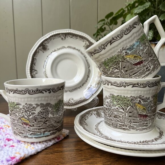 Shakespeare's Sonets Kensington Anne Hathaway 4 Ironstone Pair Cups & Saucers - Picture 15 of 16